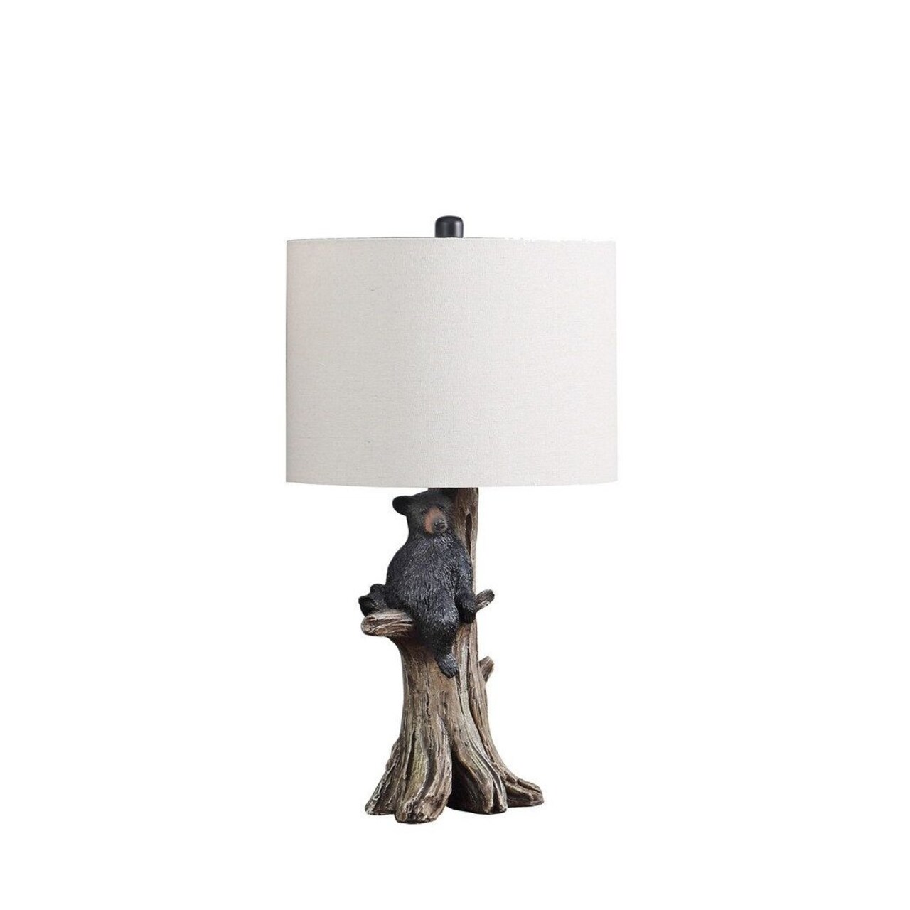 Edge Collections - Grey - Polyresin Bear On A Tree Table Lamp - 1 Piece